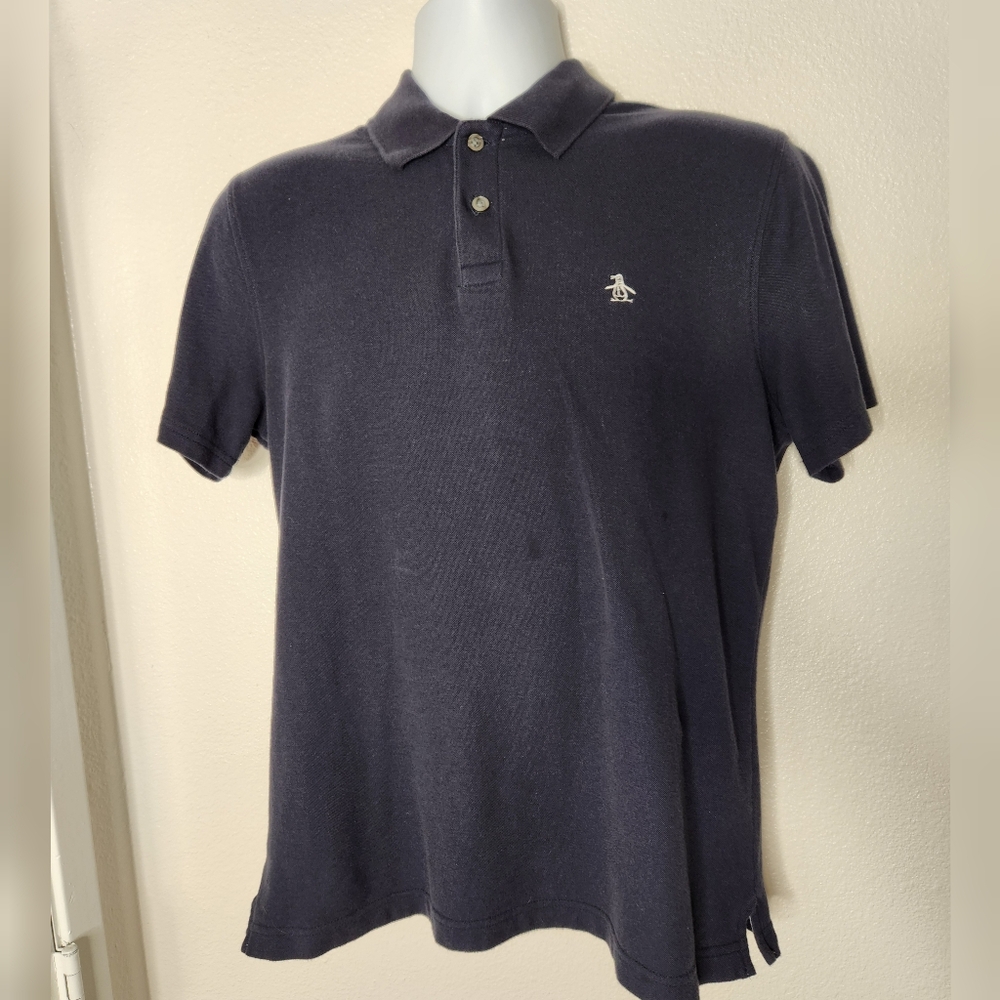ORIGINAL PENGUIN Classic Fit Polo Shirt Mens Medium Navy Short Sleeve